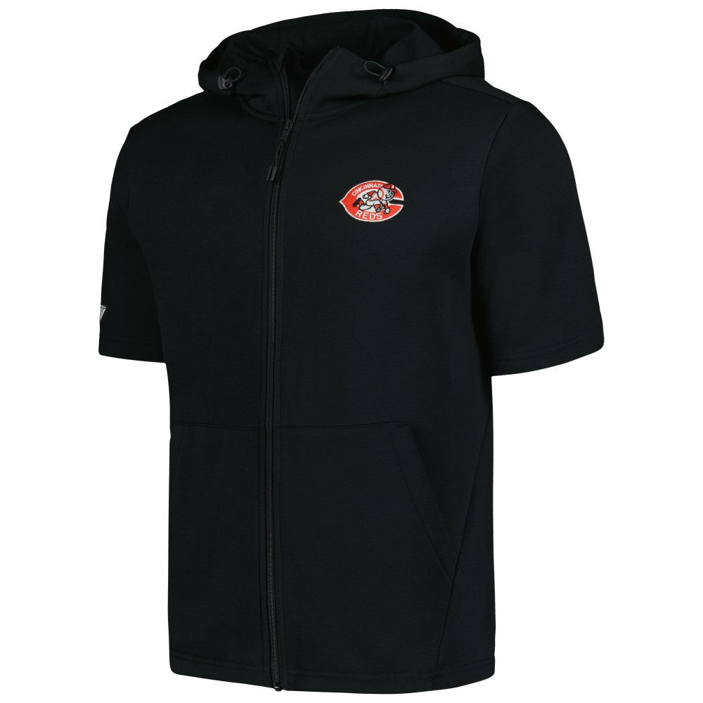 Cincinnati Reds Levelwear Recruit Short Sleeve Full-Zip Hoodie - Black Hoodies