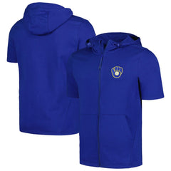 Milwaukee Brewers Levelwear Recruit Short Sleeve Full-Zip Hoodie - Royal Hoodies