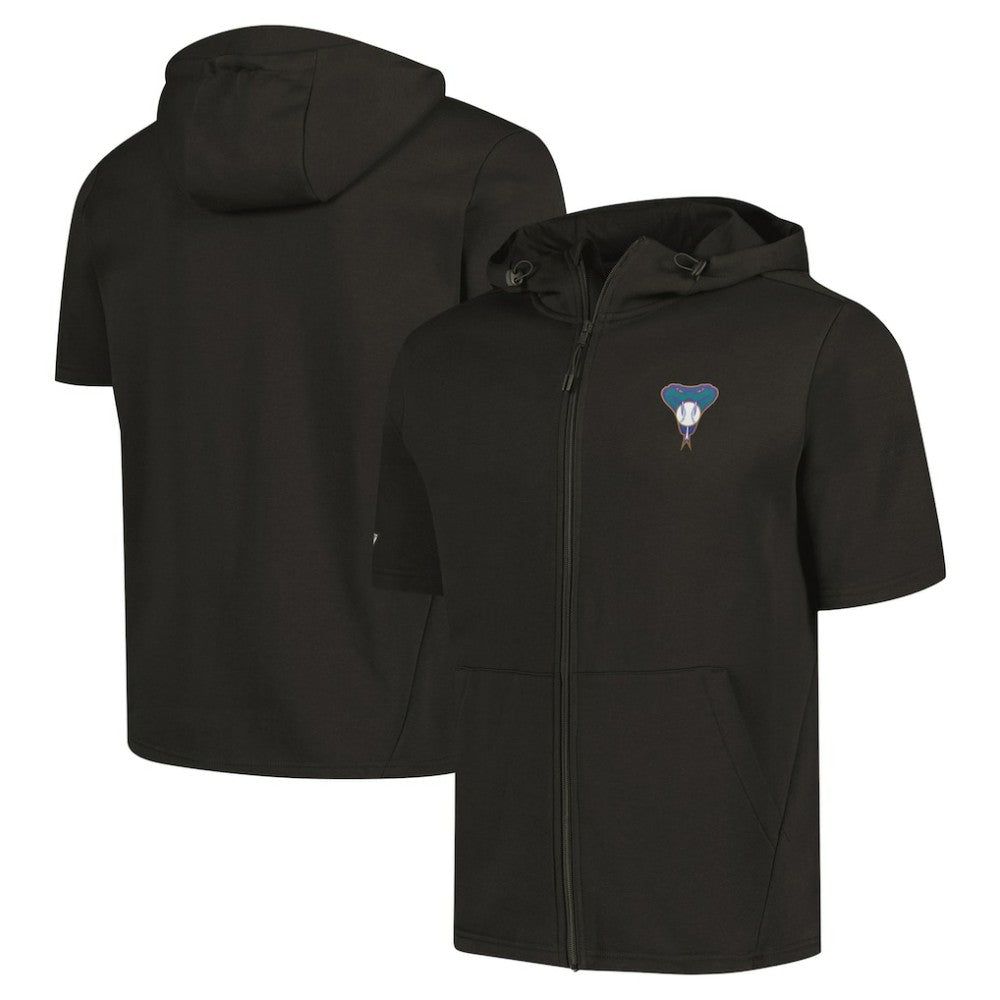 Arizona Diamondbacks Levelwear Recruit Short Sleeve Full-Zip Hoodie - Black Hoodies