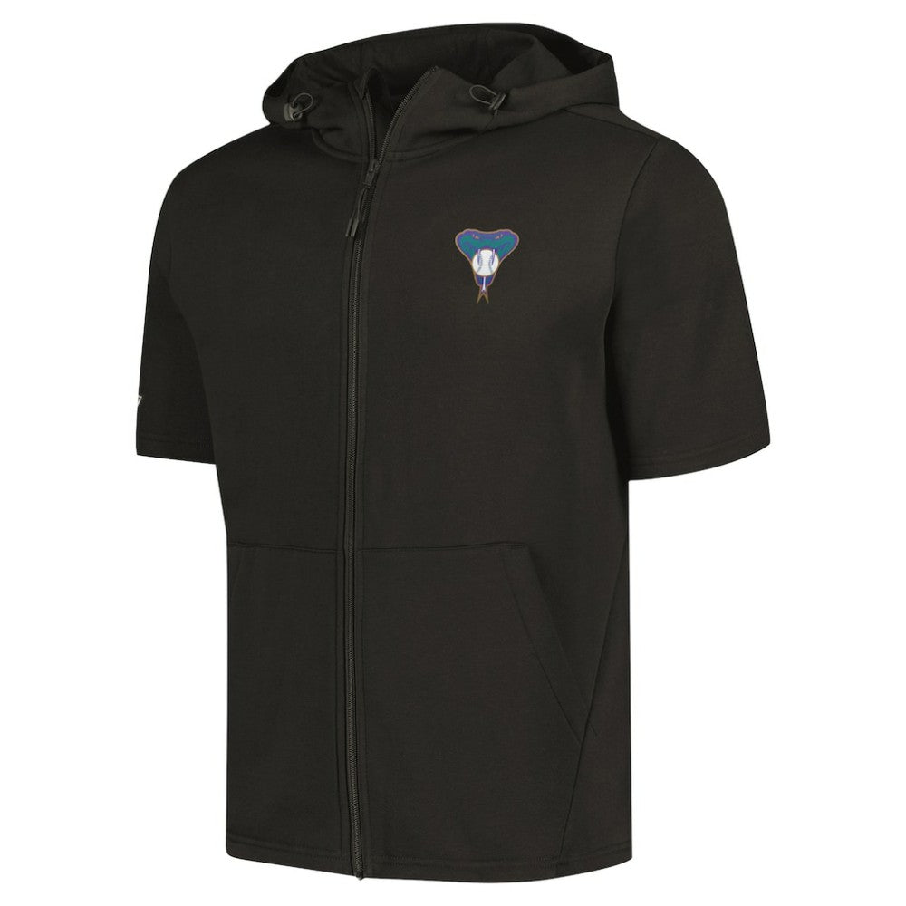 Arizona Diamondbacks Levelwear Recruit Short Sleeve Full-Zip Hoodie - Black Hoodies