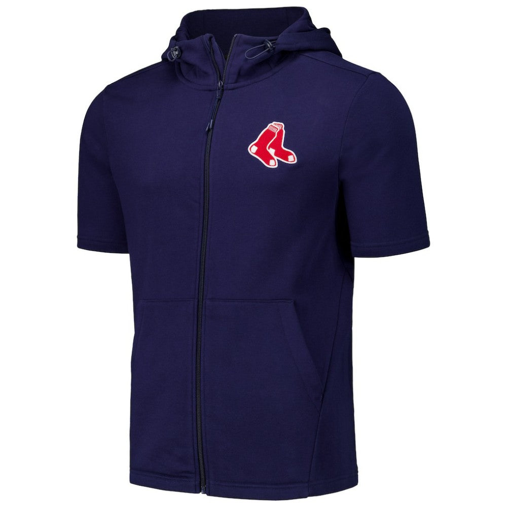 Boston Red Sox Levelwear Recruit Short Sleeve Full-Zip Hoodie - Navy Hoodies