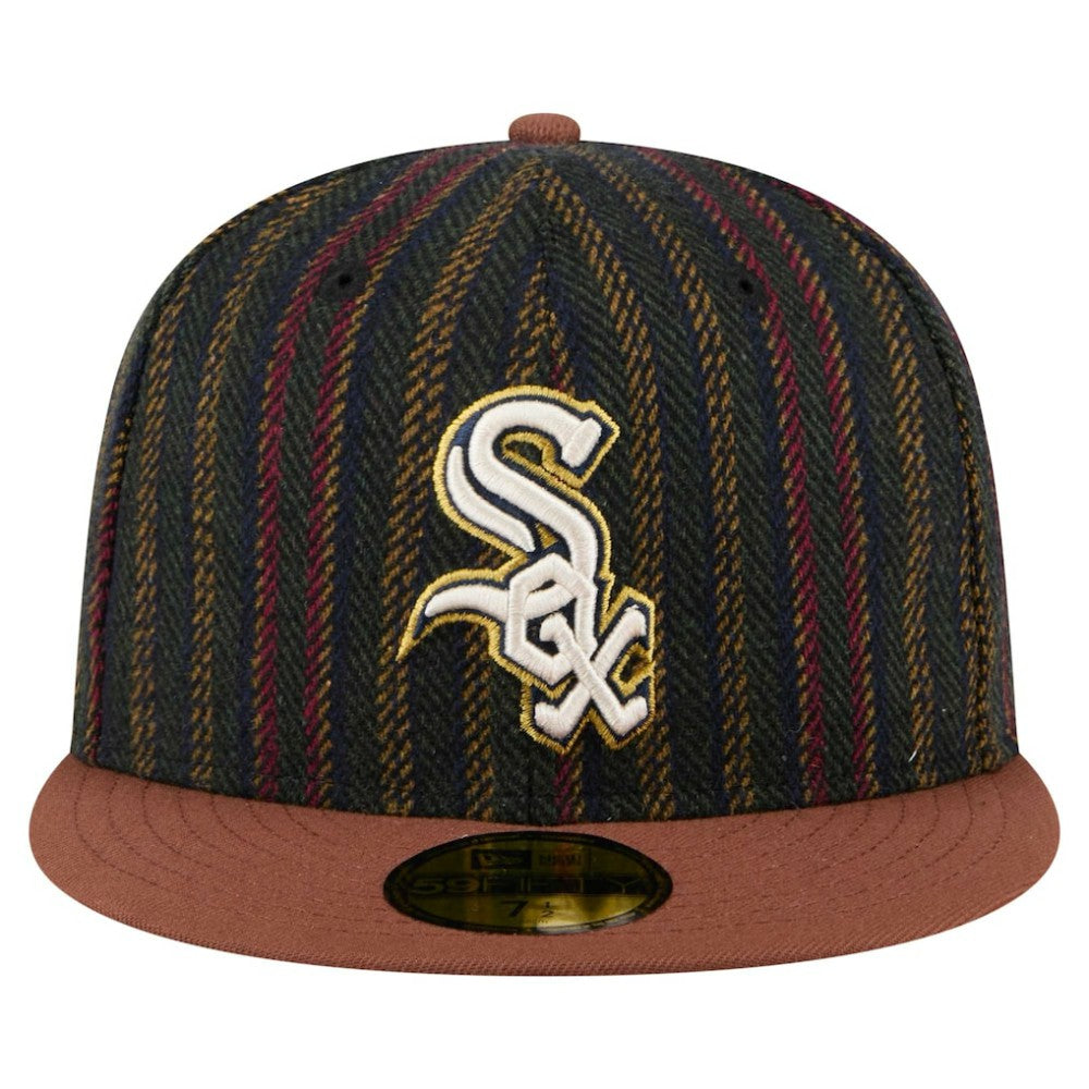 Chicago White Sox New Era Vintage Herringbone 59FIFTY Fitted Hat - Brown Hats