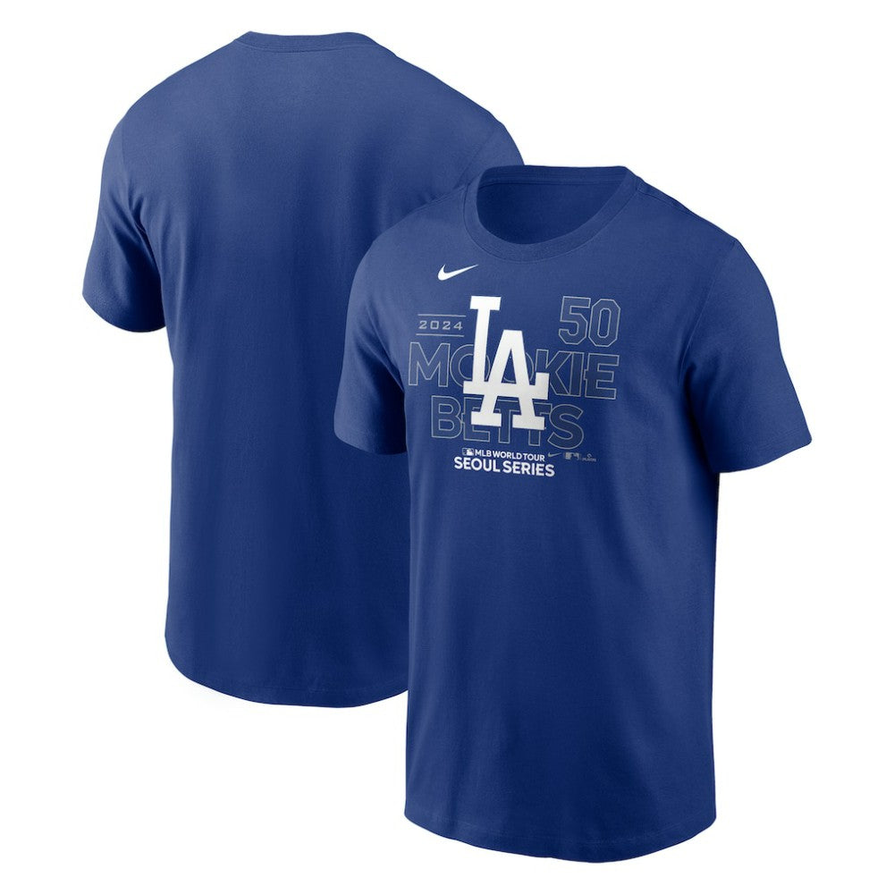 Mookie Betts Los Angeles Dodgers Nike 2024 MLB World Tour Seoul Series Player Name & Number Event Stack T-Shirt - Royal T-shirts