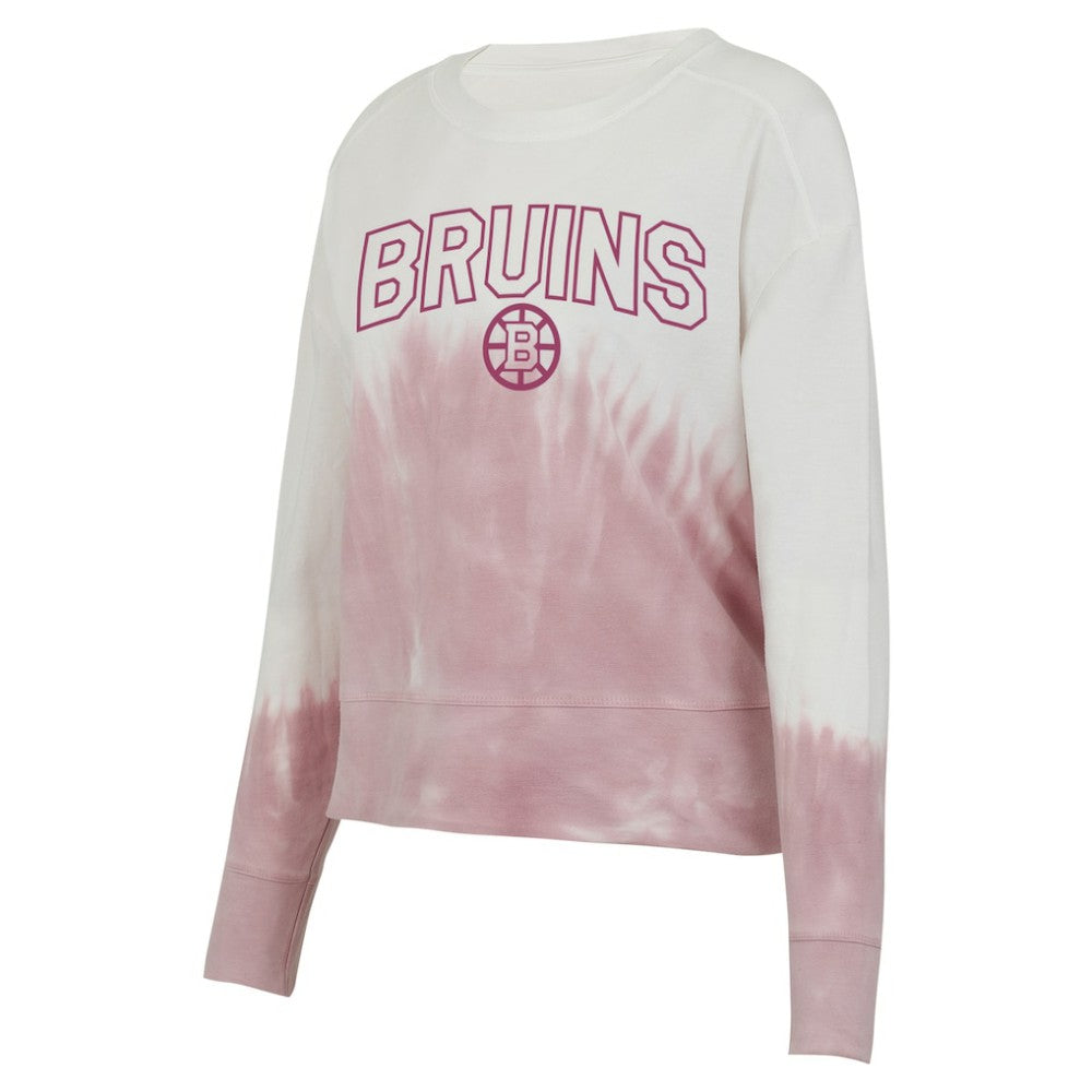 Boston Bruins Concepts Sport Women's Orchard Tie-Dye Long Sleeve Top - Pink/White | US 201398077