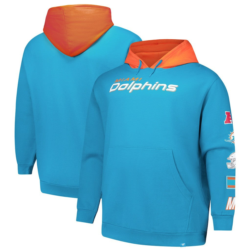 Miami Dolphins Big & Tall Patched Out Pullover Hoodie - Aqua Hoodies