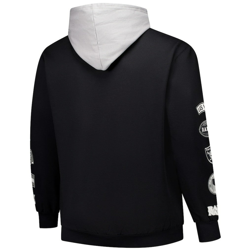 Las Vegas Raiders Big & Tall Patched Out Pullover Hoodie - Black Hoodies