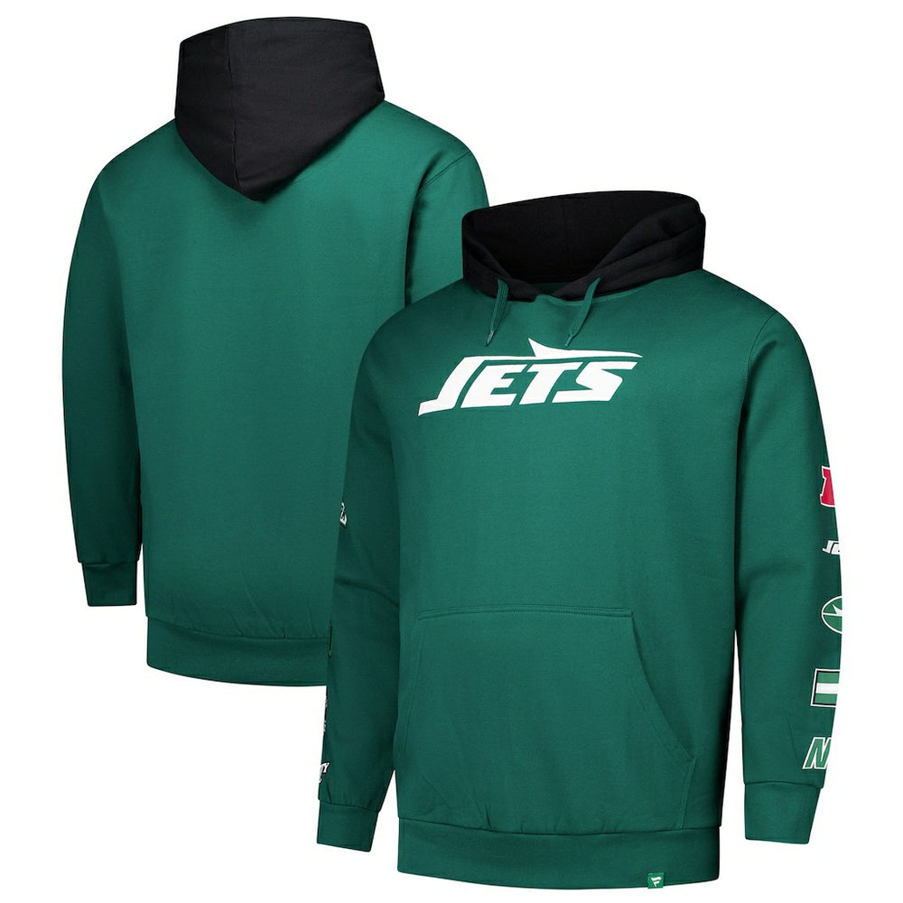New York Jets Big & Tall Patched Out Pullover Hoodie - Green Hoodies