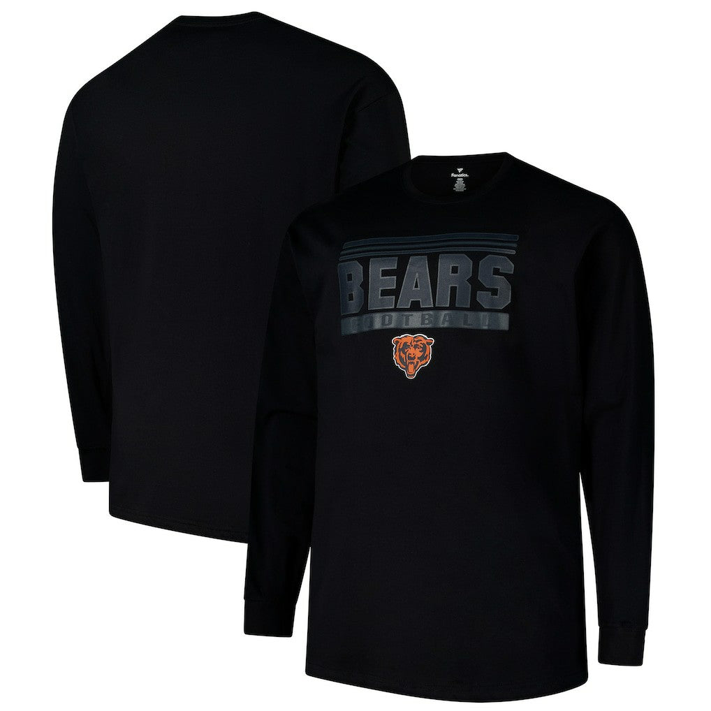 Chicago Bears Profile Big & Tall Pop Long Sleeve T-Shirt - Black T-shirts