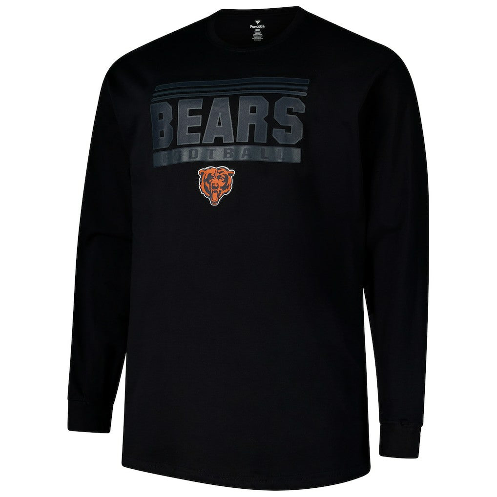 Chicago Bears Profile Big & Tall Pop Long Sleeve T-Shirt - Black T-shirts