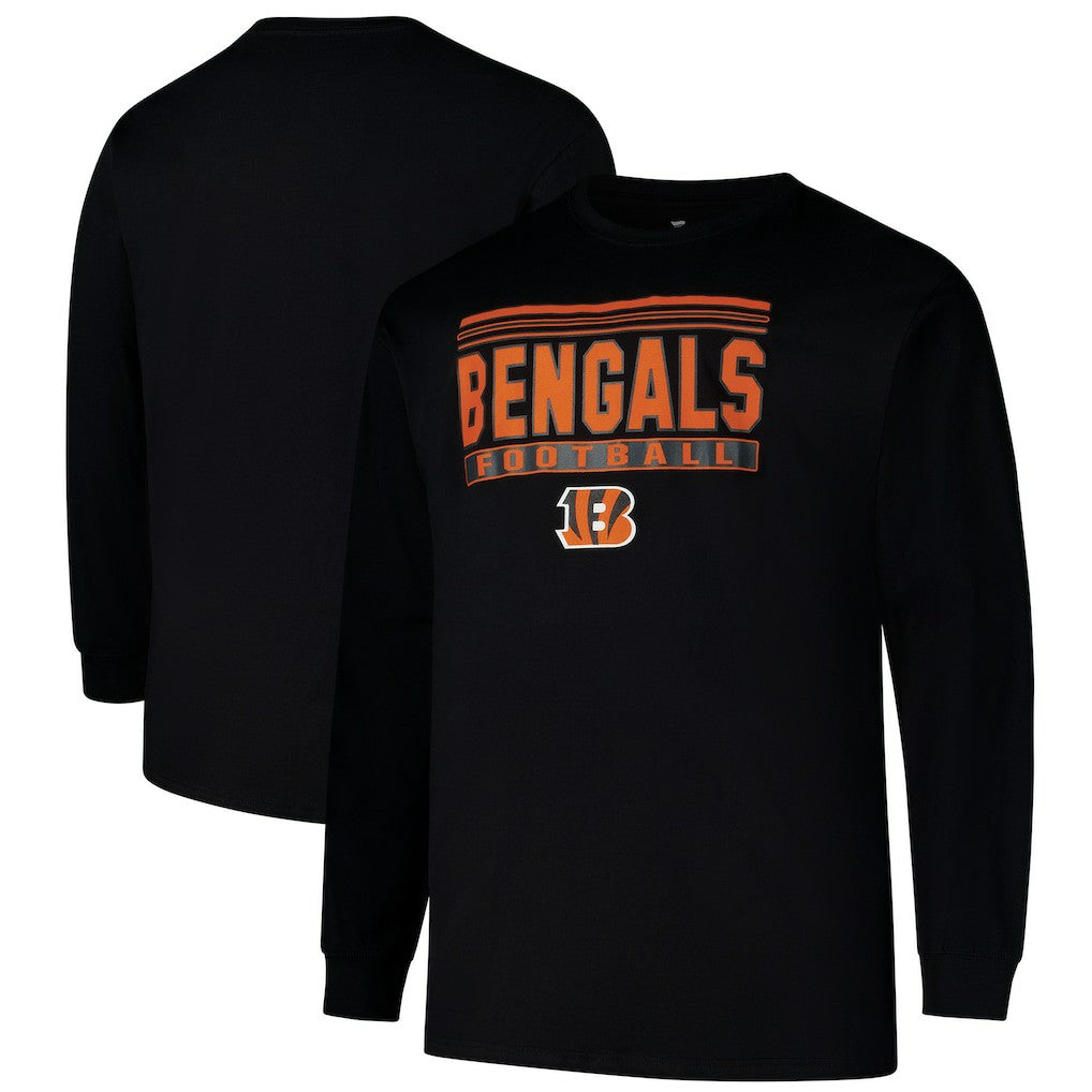 Cincinnati Bengals Profile Big & Tall Pop Long Sleeve T-Shirt - Black T-shirts