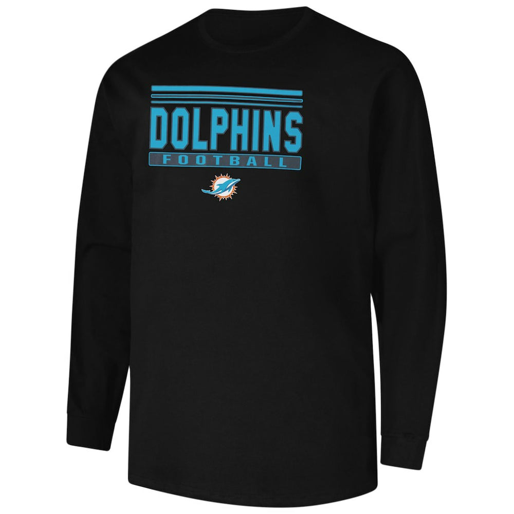 Miami Dolphins Profile Big & Tall Pop Long Sleeve T-Shirt - Black T-shirts