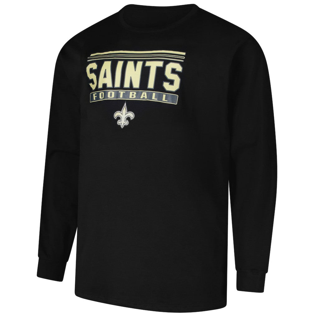 New Orleans Saints Profile Big & Tall Pop Long Sleeve T-Shirt - Black T-shirts