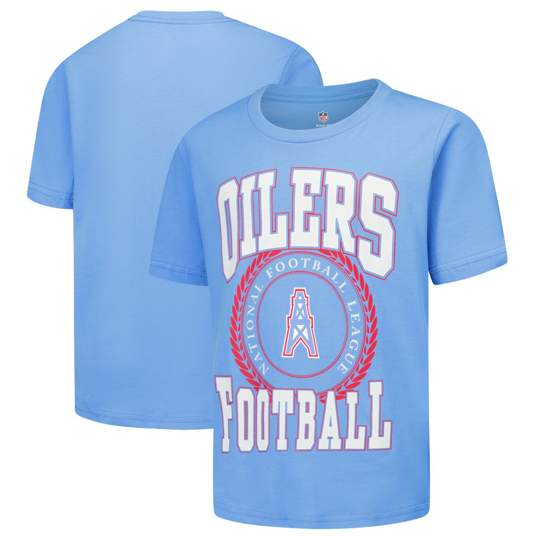 Tennessee Titans Youth Oilers Throwback Stitched Up Retro Logo T-Shirt - Light Blue T-shirts