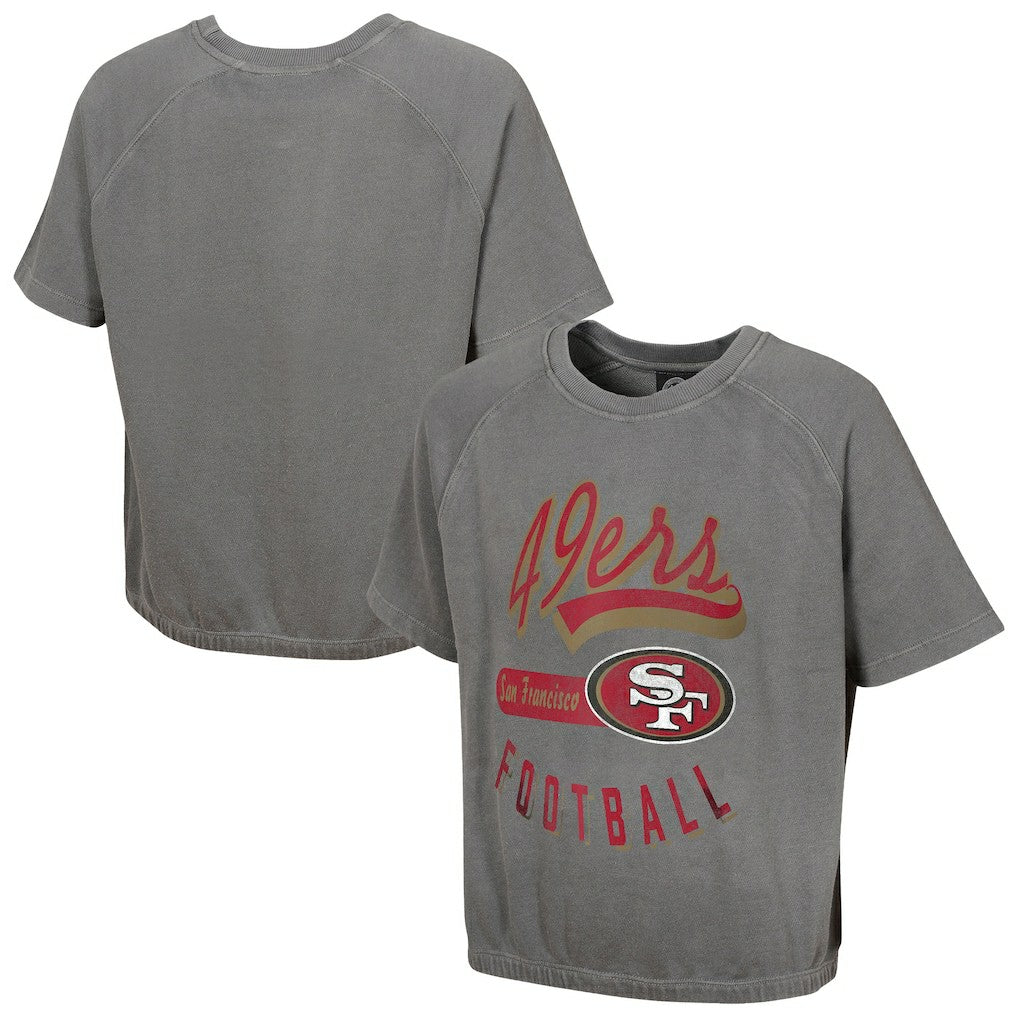 San Francisco 49ers Women's Mineral Wash Short Sleeve Top - Gray Tops