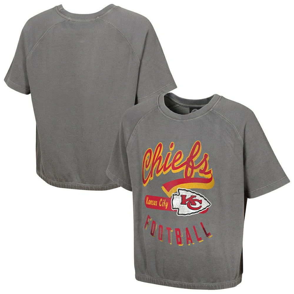 Kansas City Chiefs Women's Mineral Wash Short Sleeve Top - Gray Tops