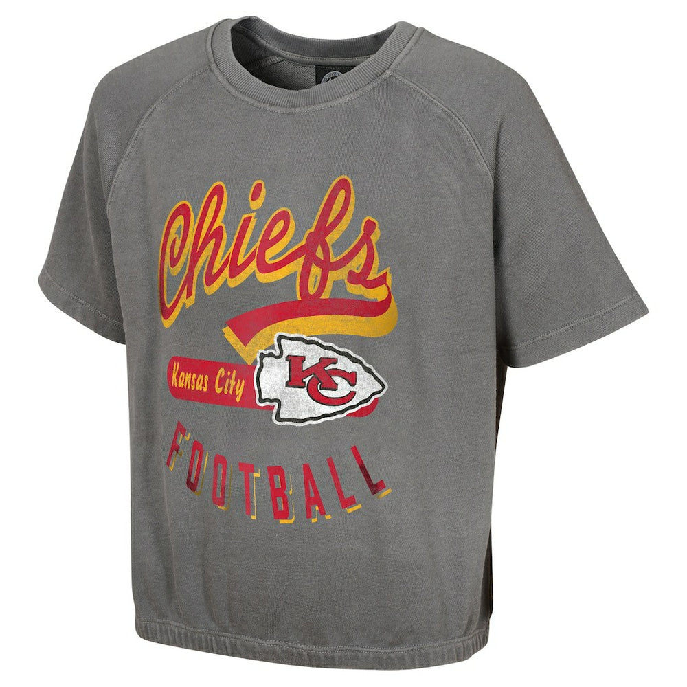 Kansas City Chiefs Women's Mineral Wash Short Sleeve Top - Gray Tops