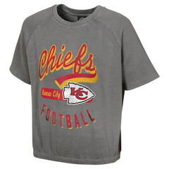 Kansas City Chiefs Women's Mineral Wash Short Sleeve Top - Gray Tops