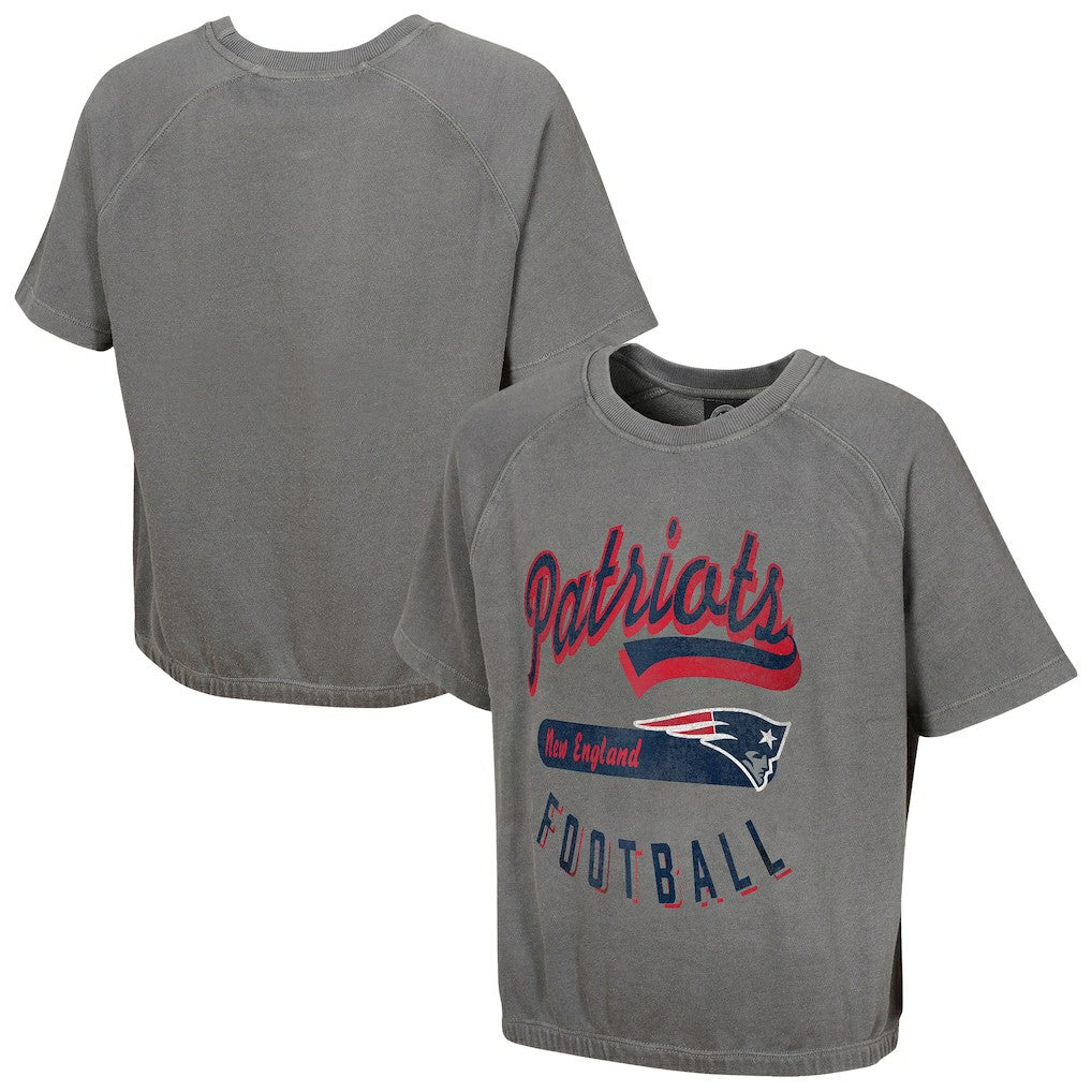 New England Patriots Women's Mineral Wash Short Sleeve Top - Gray Tops