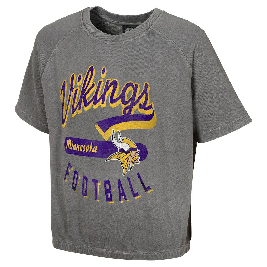 Minnesota Vikings Women's Mineral Wash Short Sleeve Top - Gray Tops