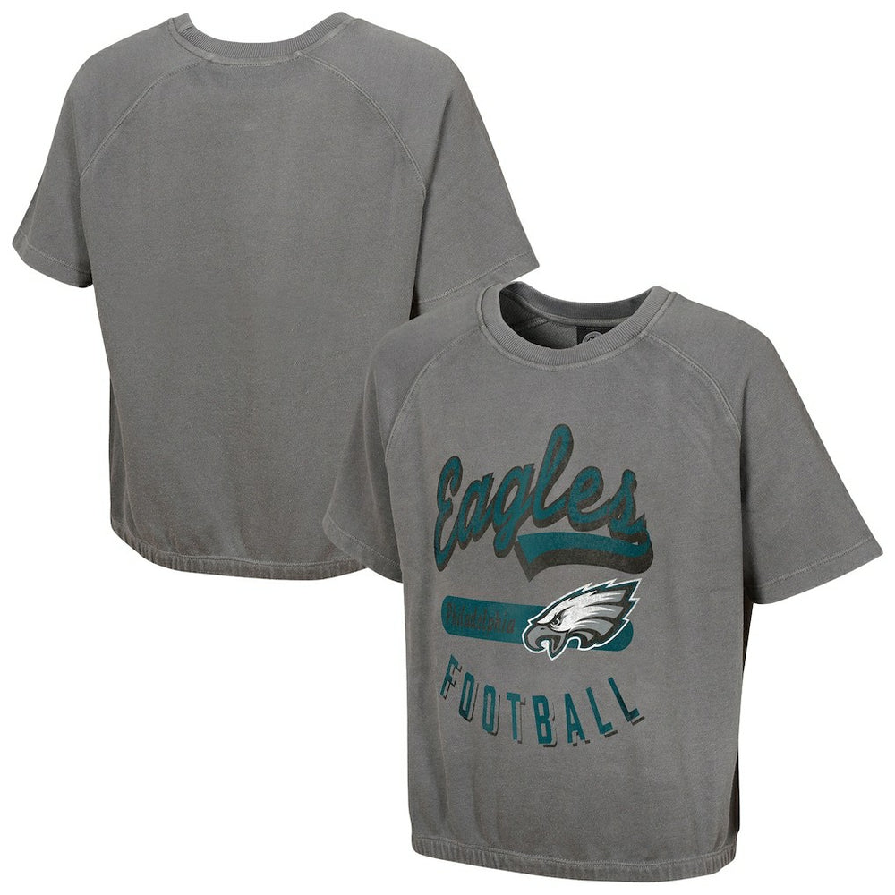 Philadelphia Eagles Women's Mineral Wash Short Sleeve Top - Gray Tops