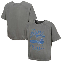 Detroit Lions Women's Mineral Wash Short Sleeve Top - Gray Tops