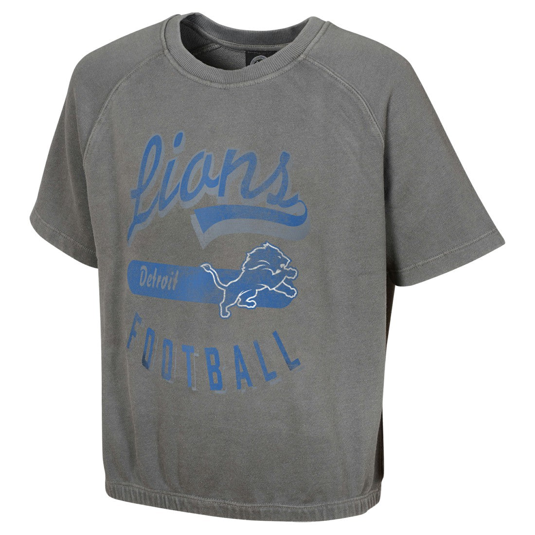Detroit Lions Women's Mineral Wash Short Sleeve Top - Gray Tops