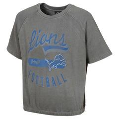 Detroit Lions Women's Mineral Wash Short Sleeve Top - Gray Tops