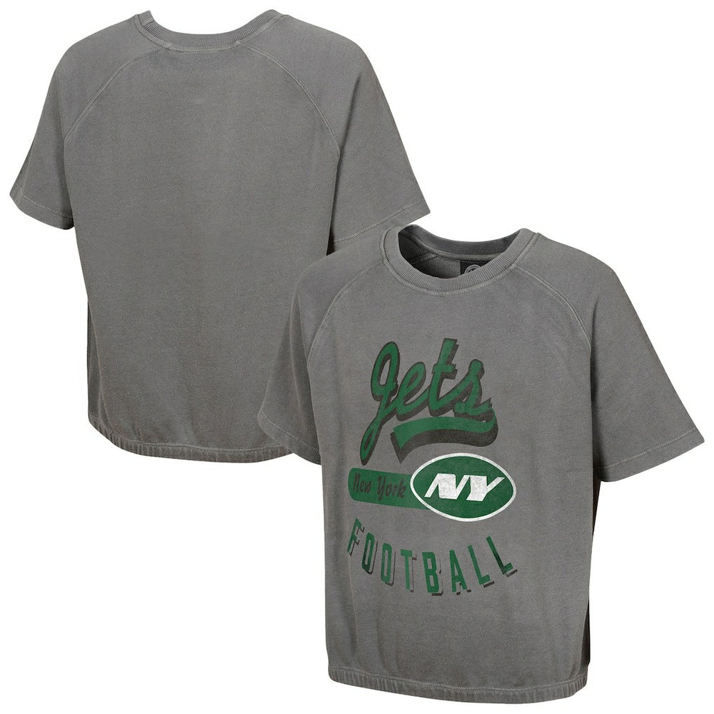 New York Jets Women's Mineral Wash Short Sleeve Top - Gray Tops