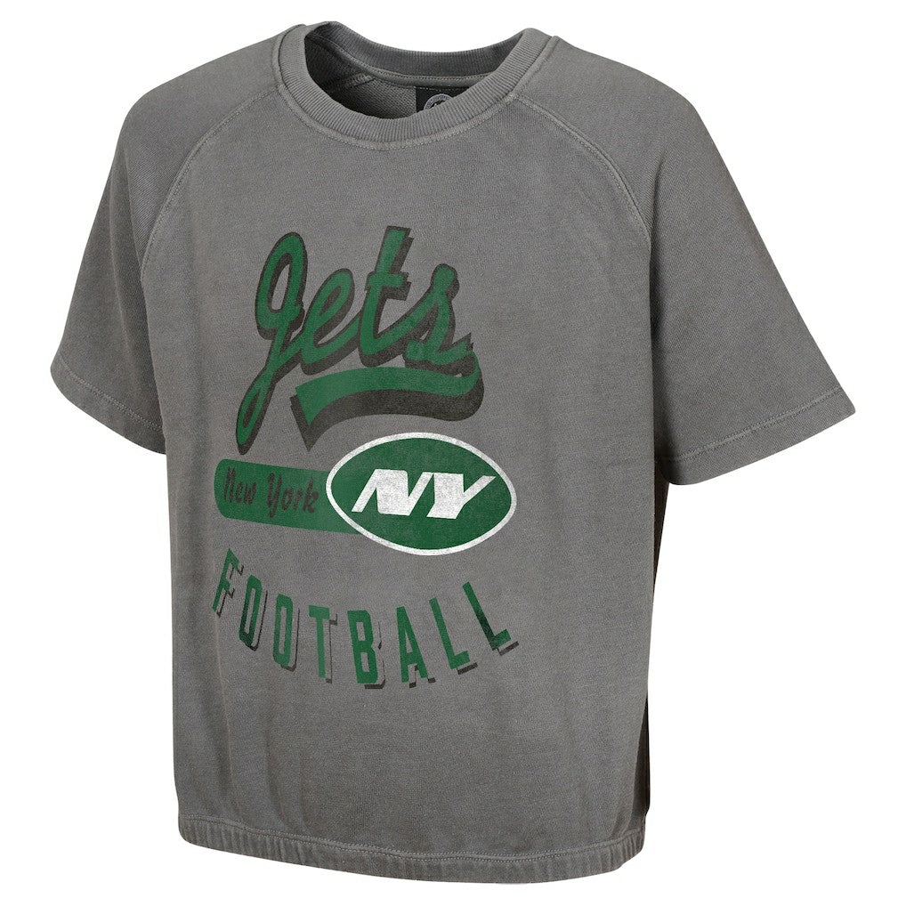 New York Jets Women's Mineral Wash Short Sleeve Top - Gray Tops