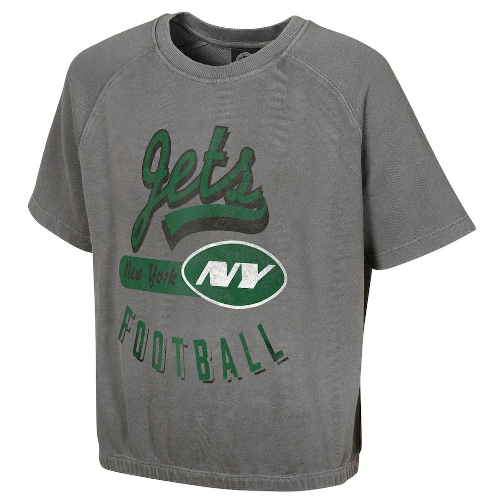 New York Jets Women's Mineral Wash Short Sleeve Top - Gray Tops