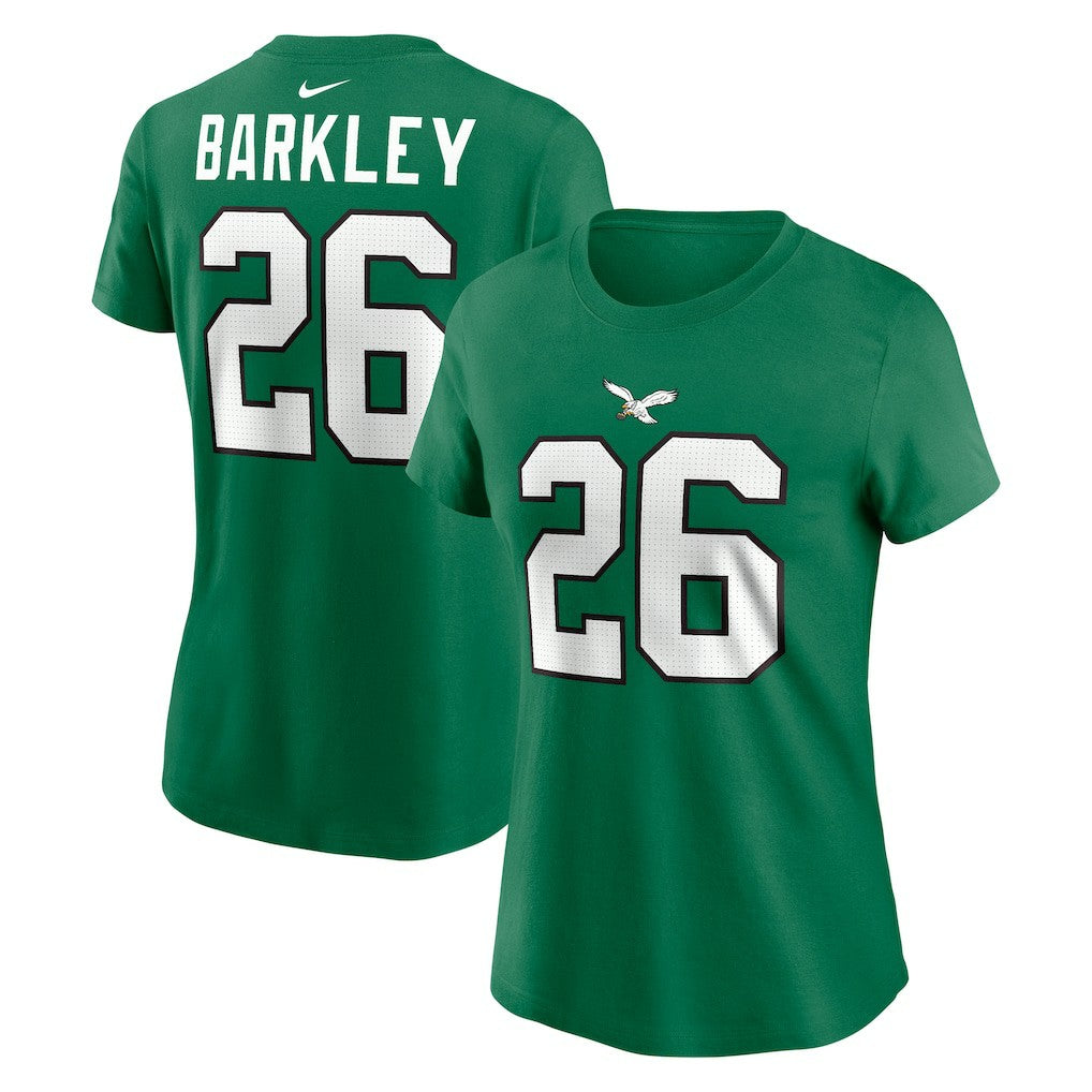 Saquon Barkley Philadelphia Eagles Women's Player Name & Number T-Shirt - Kelly Green T-shirts