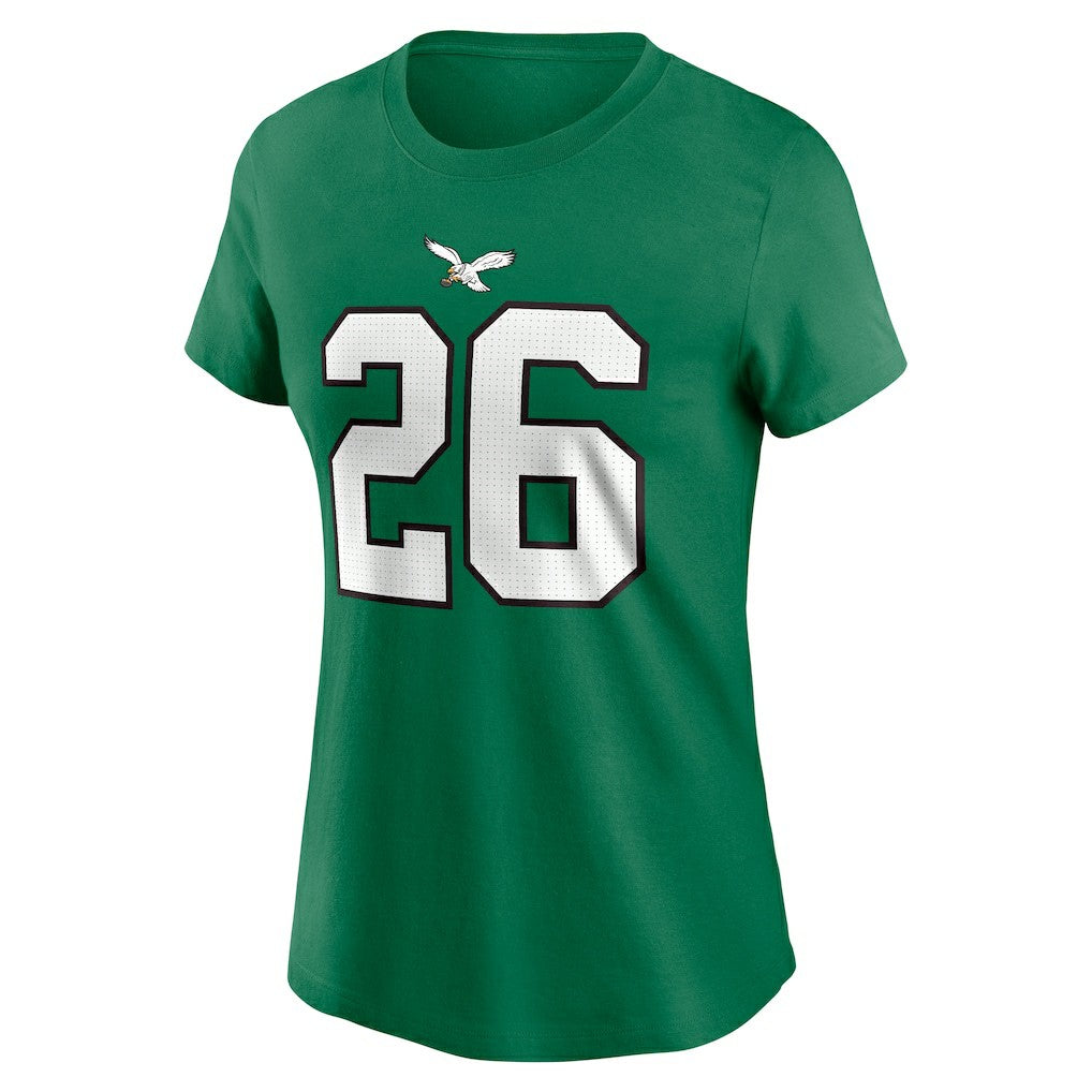 Saquon Barkley Philadelphia Eagles Women's Player Name & Number T-Shirt - Kelly Green T-shirts