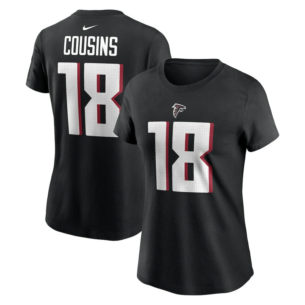 Kirk Cousins Atlanta Falcons Women's Player Name & Number T-Shirt - Black T-shirts