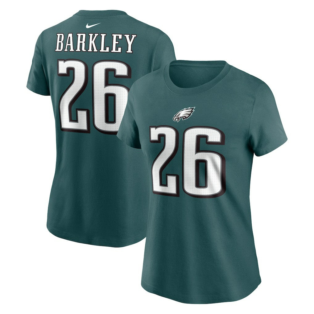 Saquon Barkley Philadelphia Eagles Women's Player Name & Number T-Shirt - Midnight Green T-shirts