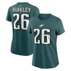 Saquon Barkley Philadelphia Eagles Women's Player Name & Number T-Shirt - Midnight Green T-shirts