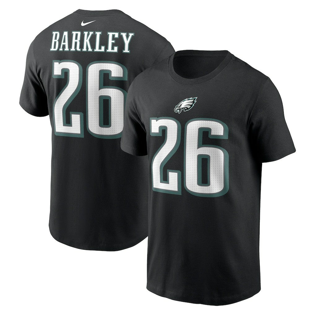 Saquon Barkley Philadelphia Eagles Player Name & Number T-Shirt - Black T-shirts