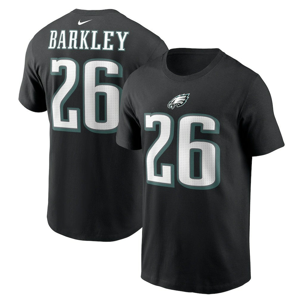 Saquon Barkley Philadelphia Eagles Player Name & Number T-Shirt - Black T-shirts