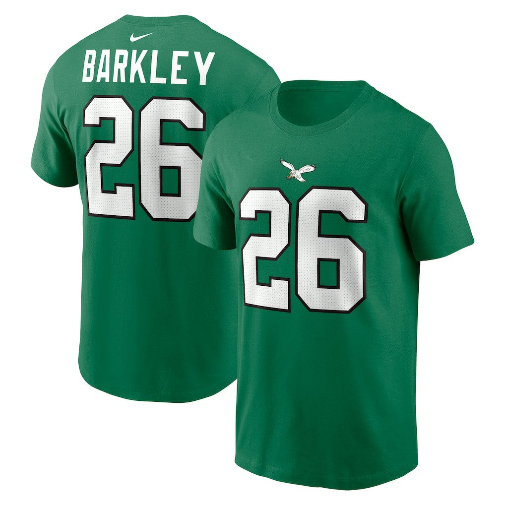 Saquon Barkley Philadelphia Eagles Player Name & Number T-Shirt - Kelly Green T-shirts