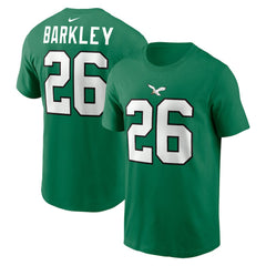Saquon Barkley Philadelphia Eagles Player Name & Number T-Shirt - Kelly Green T-shirts