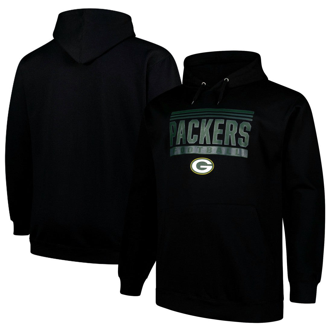 Green Bay Packers Big & Tall Pop Pullover Hoodie - Black Hoodies