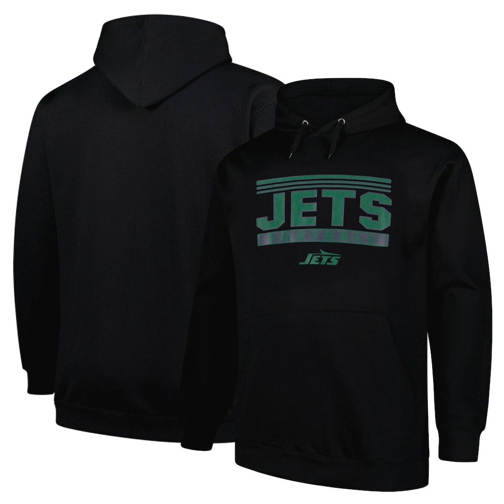 New York Jets Big & Tall Pop Pullover Hoodie - Black Hoodies