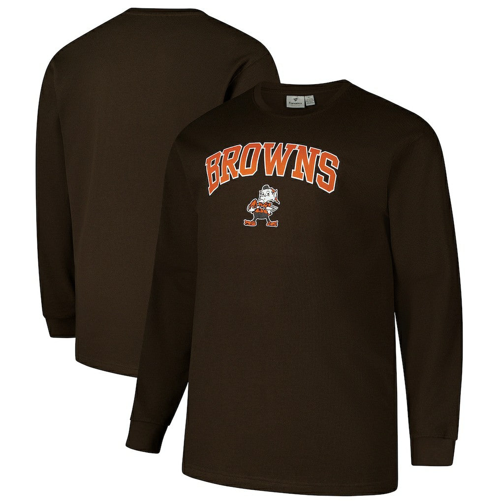 Cleveland Browns Big & Tall Throwback Thermal Long Sleeve T-Shirt - Brown T-shirts