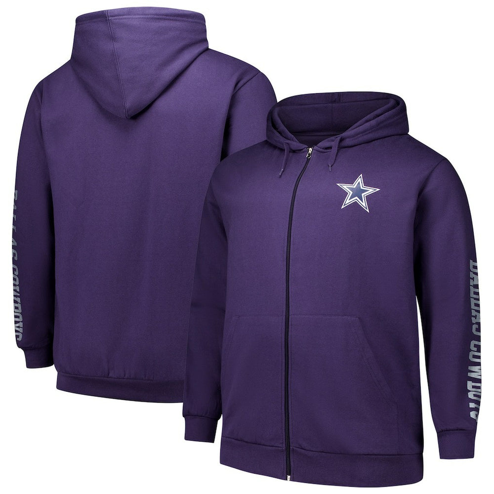 Dallas Cowboys Big & Tall Sleeve Hit Full-Zip Hoodie - Purple Hoodies