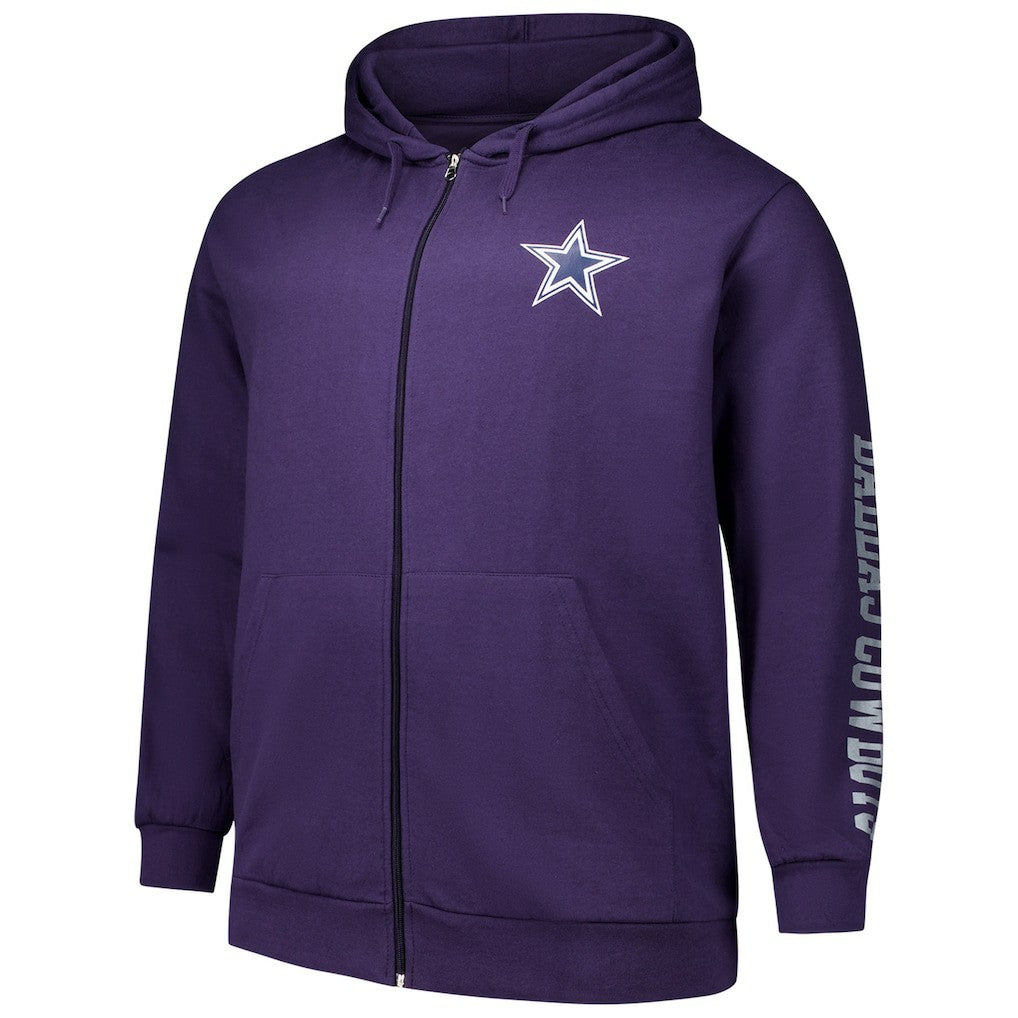 Dallas Cowboys Big & Tall Sleeve Hit Full-Zip Hoodie - Purple Hoodies