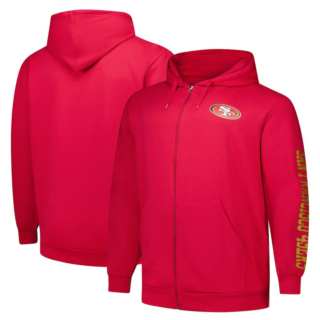 San Francisco 49ers Big & Tall Sleeve Hit Full-Zip Hoodie - Scarlet Hoodies