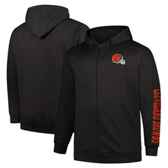 Cleveland Browns Big & Tall Sleeve Hit Full-Zip Hoodie - Heather Charcoal Hoodies