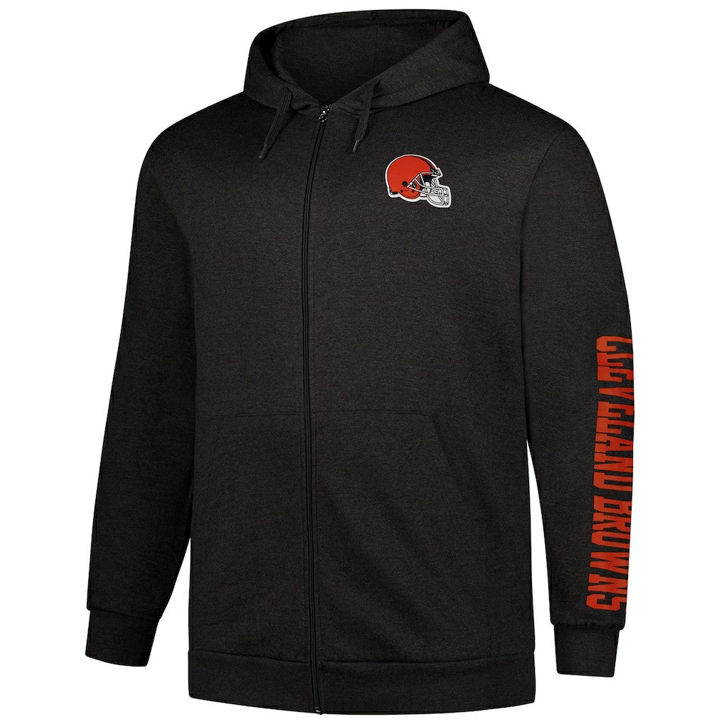 Cleveland Browns Big & Tall Sleeve Hit Full-Zip Hoodie - Heather Charcoal Hoodies