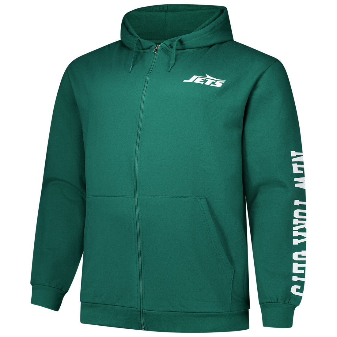 New York Jets Big & Tall Sleeve Hit Full-Zip Hoodie - Green Hoodies