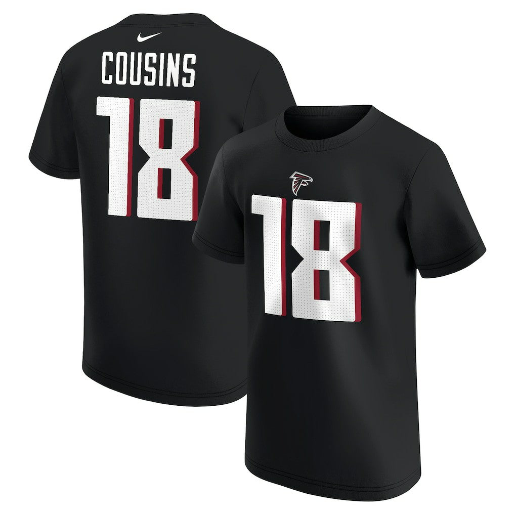 Kirk Cousins Atlanta Falcons Youth Player Name & Number T-Shirt - Black T-shirts