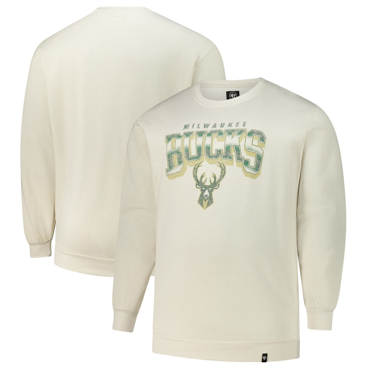 Milwaukee Bucks '47 Big & Tall Spotlight Headline Pullover Sweatshirt Cream - 47 brand